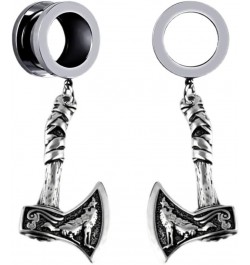 1 Pair Viking Battle Axe Ear Gauges Hypoallergenic Stainless Steel Ear Plugs Ear Hangers for Men Women Body Jewelry 1"(25mm) ...