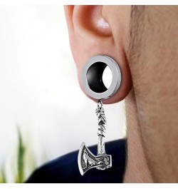 1 Pair Viking Battle Axe Ear Gauges Hypoallergenic Stainless Steel Ear Plugs Ear Hangers for Men Women Body Jewelry 1"(25mm) ...