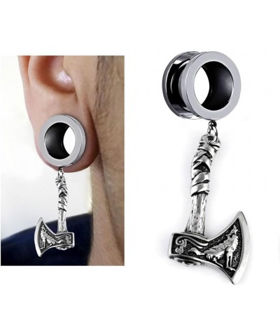 1 Pair Viking Battle Axe Ear Gauges Hypoallergenic Stainless Steel Ear Plugs Ear Hangers for Men Women Body Jewelry 1"(25mm) ...