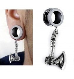 1 Pair Viking Battle Axe Ear Gauges Hypoallergenic Stainless Steel Ear Plugs Ear Hangers for Men Women Body Jewelry 1"(25mm) ...