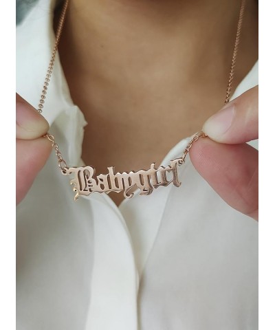 Personalized Name Pendant Necklace,Old English Font Custom Handmade Script Initial Nameplate Necklace Jewelry Gift for Girls ...