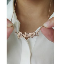 Personalized Name Pendant Necklace,Old English Font Custom Handmade Script Initial Nameplate Necklace Jewelry Gift for Girls ...