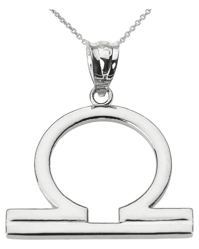 10K White Gold Zodiac Astrological Sign Charm Personalized Pendant Necklace - Choice of Symbol & Chain Length 22" Libra: Sept...