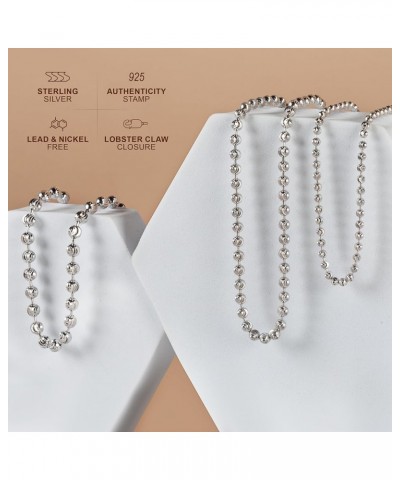 925 Sterling Silver 3mm, 4mm, 5mm Moon Cut Bead Chain Necklace - Made in Italy - Yellow, Silver 20 3MM, Silver $41.41 Necklaces