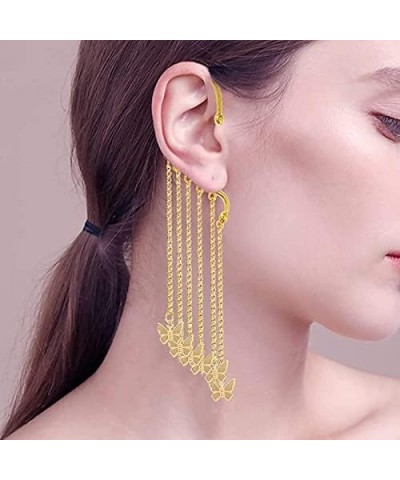 Ear Cuffs Earrings for Women Non Piercing,Long Tassel Ear Wrap Earrings Ear Cuff Droping Chain Earrings for Girls Gifts B:But...