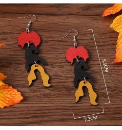 Funny Cute Halloween Cartoon Pumpkin Ghost Drop Dangle Earrings Handmade Lightweight Bat Witch Double-Sided Wooden Earrings f...