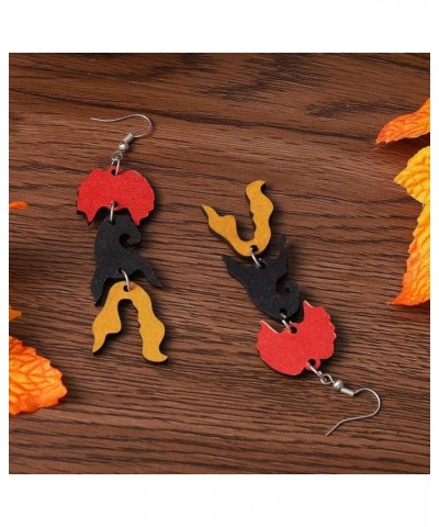 Funny Cute Halloween Cartoon Pumpkin Ghost Drop Dangle Earrings Handmade Lightweight Bat Witch Double-Sided Wooden Earrings f...