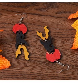 Funny Cute Halloween Cartoon Pumpkin Ghost Drop Dangle Earrings Handmade Lightweight Bat Witch Double-Sided Wooden Earrings f...