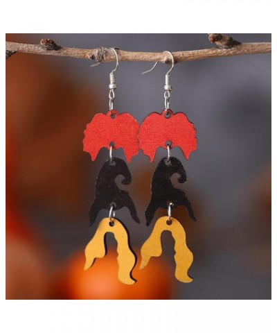 Funny Cute Halloween Cartoon Pumpkin Ghost Drop Dangle Earrings Handmade Lightweight Bat Witch Double-Sided Wooden Earrings f...