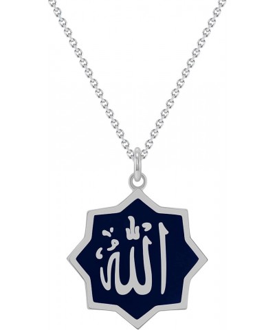 Allah Necklace Pendant in Sterling Silver, Made in America Pendant Only Blue Enamel $26.51 Necklaces