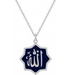 Allah Necklace Pendant in Sterling Silver, Made in America Pendant Only Blue Enamel $26.51 Necklaces