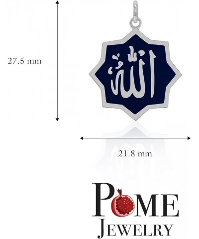 Allah Necklace Pendant in Sterling Silver, Made in America Pendant Only Blue Enamel $26.51 Necklaces