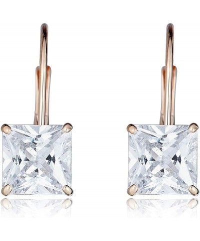 10K Gold Princess-cut Simulated Diamond CZ Lever-back Drop Earrings 6mm - Yellow Gold $43.34 Earrings