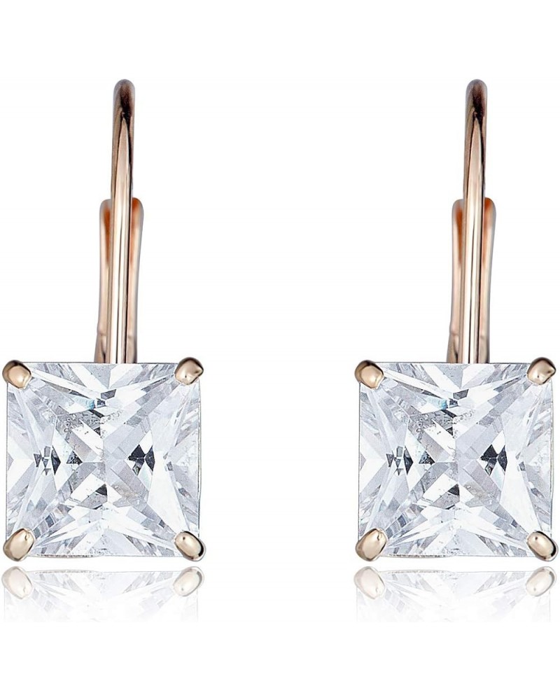 10K Gold Princess-cut Simulated Diamond CZ Lever-back Drop Earrings 6mm - Yellow Gold $43.34 Earrings