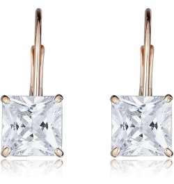 10K Gold Princess-cut Simulated Diamond CZ Lever-back Drop Earrings 6mm - Yellow Gold $43.34 Earrings