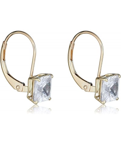 10K Gold Princess-cut Simulated Diamond CZ Lever-back Drop Earrings 6mm - Yellow Gold $43.34 Earrings