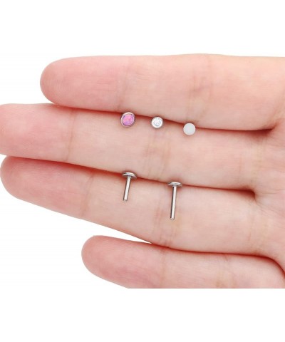 Tragus Labret Threadless Push in Cartilage Nose Studs G23 Titanium 20G Medusa Piercing Jewelry, Flat Backed Earrings for Heli...