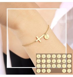 Cross Bracelet for Women Dainty Cross Bracelet with Initials Gold Link Chain Bracelets Christian Gifts for Women Teens Easter...