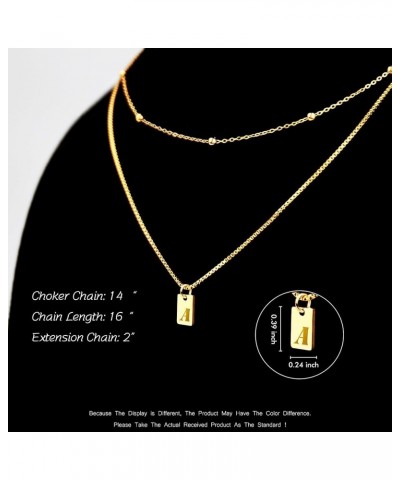 Layered Initial Necklaces for Women Girls - Bead Chain and Initial Pendant Necklaces, 14K Gold Plated Square Initial Necklace...