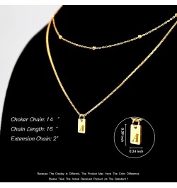 Layered Initial Necklaces for Women Girls - Bead Chain and Initial Pendant Necklaces, 14K Gold Plated Square Initial Necklace...