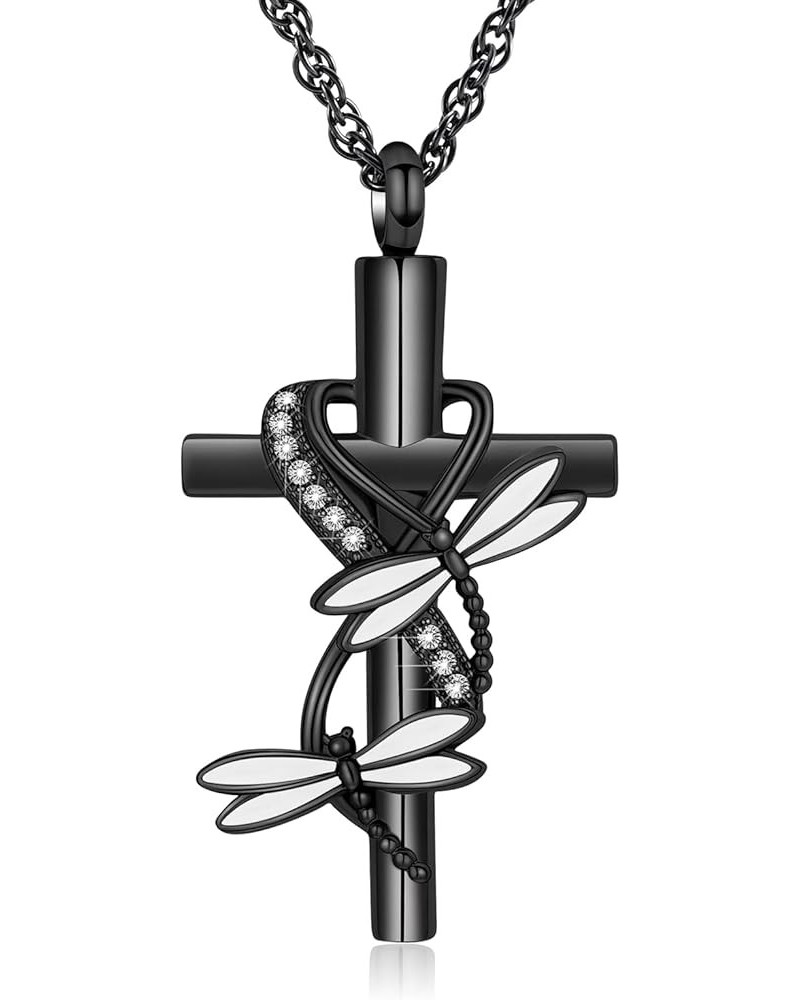 Cross Urn Necklace for Ashes for Women Men Dragonfly Cremation Jewelry Memorial Keepsake Ashes Pendant Black $10.74 Others