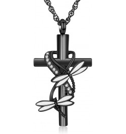 Cross Urn Necklace for Ashes for Women Men Dragonfly Cremation Jewelry Memorial Keepsake Ashes Pendant Black $10.74 Others