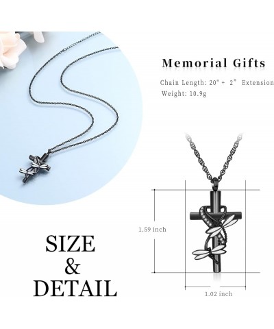 Cross Urn Necklace for Ashes for Women Men Dragonfly Cremation Jewelry Memorial Keepsake Ashes Pendant Black $10.74 Others