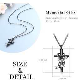 Cross Urn Necklace for Ashes for Women Men Dragonfly Cremation Jewelry Memorial Keepsake Ashes Pendant Black $10.74 Others