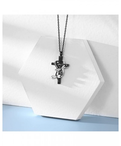 Cross Urn Necklace for Ashes for Women Men Dragonfly Cremation Jewelry Memorial Keepsake Ashes Pendant Black $10.74 Others