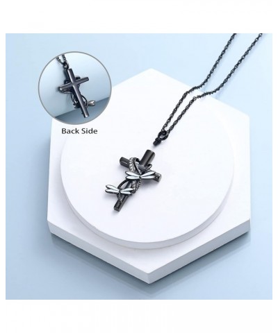 Cross Urn Necklace for Ashes for Women Men Dragonfly Cremation Jewelry Memorial Keepsake Ashes Pendant Black $10.74 Others