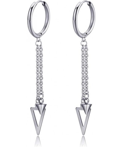 Punk Jewelry Stainless Steel Huggie Hinged Earrings Spike Triangle Dangle Drop Earrings Piercing $7.79 Earrings