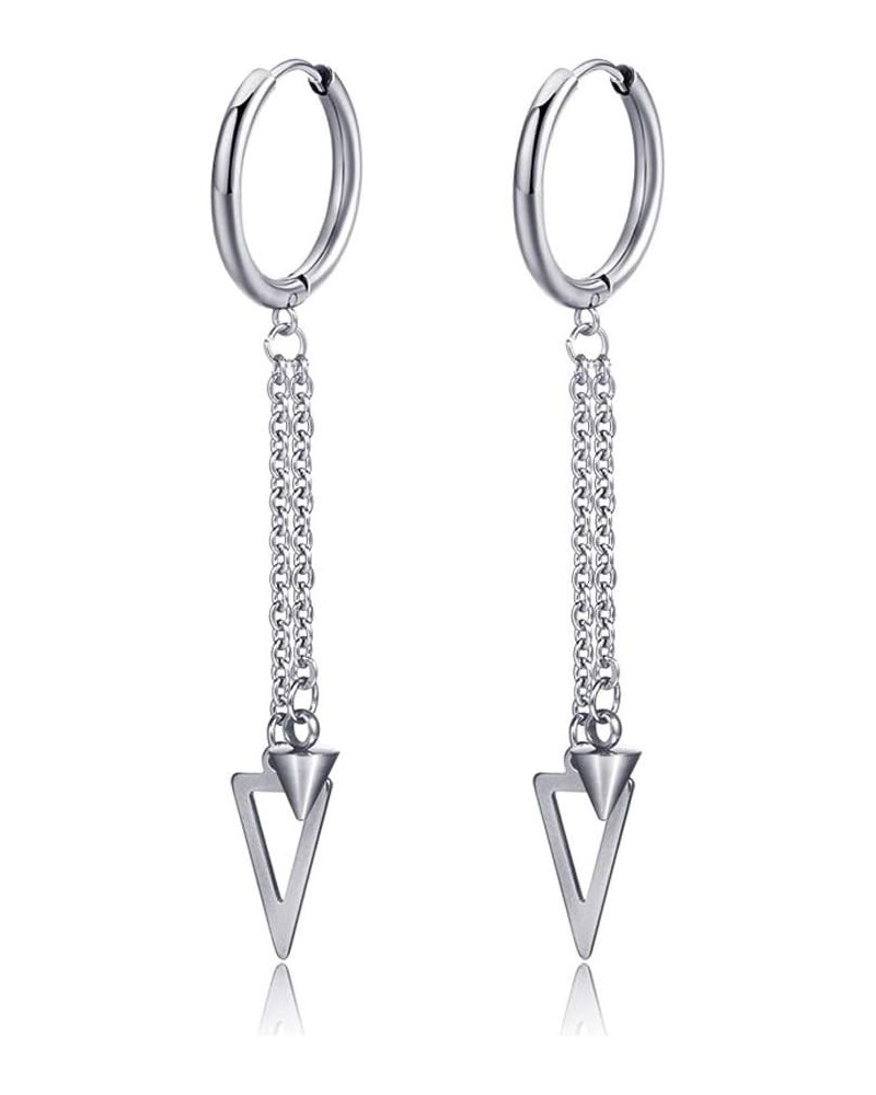 Punk Jewelry Stainless Steel Huggie Hinged Earrings Spike Triangle Dangle Drop Earrings Piercing $7.79 Earrings