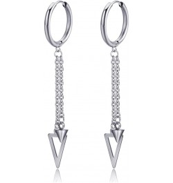 Punk Jewelry Stainless Steel Huggie Hinged Earrings Spike Triangle Dangle Drop Earrings Piercing $7.79 Earrings