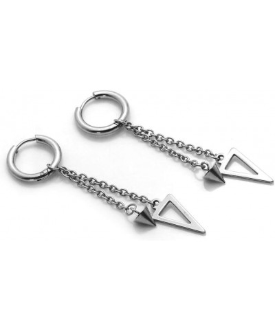 Punk Jewelry Stainless Steel Huggie Hinged Earrings Spike Triangle Dangle Drop Earrings Piercing $7.79 Earrings