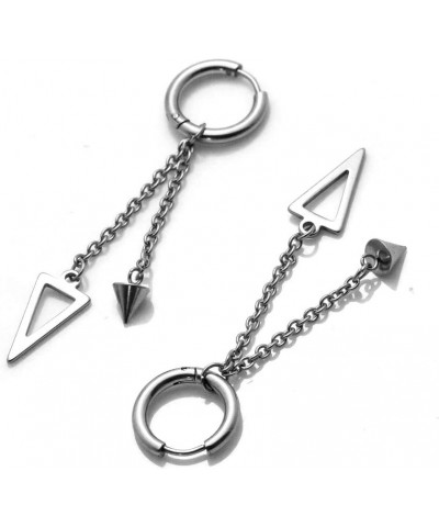 Punk Jewelry Stainless Steel Huggie Hinged Earrings Spike Triangle Dangle Drop Earrings Piercing $7.79 Earrings