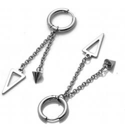 Punk Jewelry Stainless Steel Huggie Hinged Earrings Spike Triangle Dangle Drop Earrings Piercing $7.79 Earrings