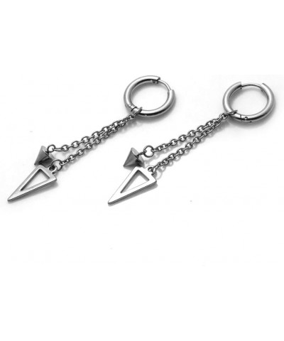 Punk Jewelry Stainless Steel Huggie Hinged Earrings Spike Triangle Dangle Drop Earrings Piercing $7.79 Earrings