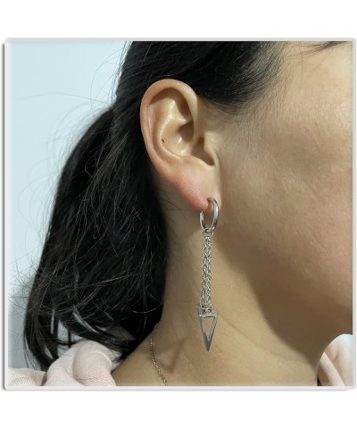 Punk Jewelry Stainless Steel Huggie Hinged Earrings Spike Triangle Dangle Drop Earrings Piercing $7.79 Earrings