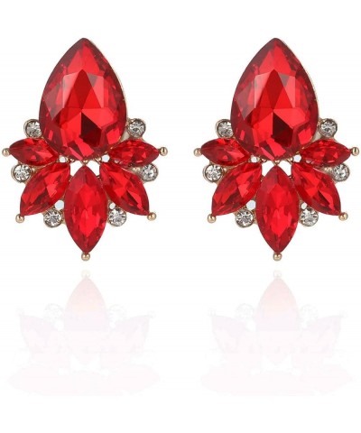 Vintage Rhinestone Earrings Fancy Crystal Cluster Drop Earrings Art Deco Earrings for Women Girls Red Stud $9.17 Earrings