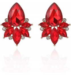 Vintage Rhinestone Earrings Fancy Crystal Cluster Drop Earrings Art Deco Earrings for Women Girls Red Stud $9.17 Earrings