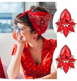 Vintage Rhinestone Earrings Fancy Crystal Cluster Drop Earrings Art Deco Earrings for Women Girls Red Stud $9.17 Earrings