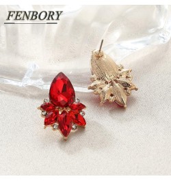 Vintage Rhinestone Earrings Fancy Crystal Cluster Drop Earrings Art Deco Earrings for Women Girls Red Stud $9.17 Earrings