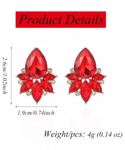 Vintage Rhinestone Earrings Fancy Crystal Cluster Drop Earrings Art Deco Earrings for Women Girls Red Stud $9.17 Earrings