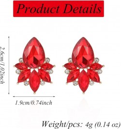 Vintage Rhinestone Earrings Fancy Crystal Cluster Drop Earrings Art Deco Earrings for Women Girls Red Stud $9.17 Earrings