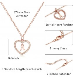 Initial Heart Necklace for Women CZ Heart Letter A-Z Name Alphabet Pendant Necklace Valentine's Day gift Rose Gold Plated O $...