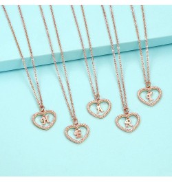 Initial Heart Necklace for Women CZ Heart Letter A-Z Name Alphabet Pendant Necklace Valentine's Day gift Rose Gold Plated O $...