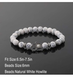 2Pcs Set Handmade Elastic 6mm Beads Hamsa Bracelet Natural Stone Evil Eye Hamsa Fatima Hand Charm Beaded Couples Bracelets Ka...