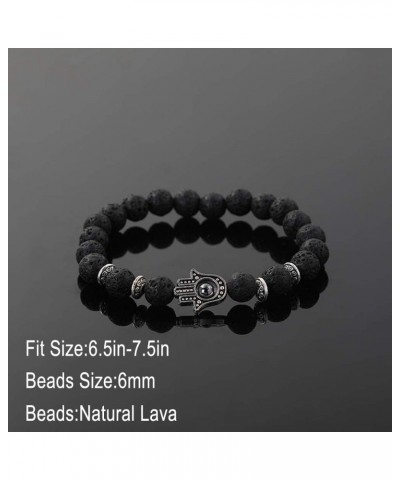 2Pcs Set Handmade Elastic 6mm Beads Hamsa Bracelet Natural Stone Evil Eye Hamsa Fatima Hand Charm Beaded Couples Bracelets Ka...