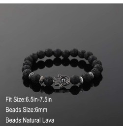 2Pcs Set Handmade Elastic 6mm Beads Hamsa Bracelet Natural Stone Evil Eye Hamsa Fatima Hand Charm Beaded Couples Bracelets Ka...