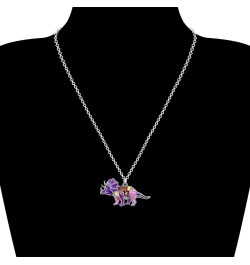 Cute Enamel Triceratops Dinosaur Necklace Pendant for Women Girls Fantasy Jewelry Gifts Purple $8.09 Necklaces